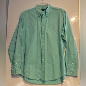 Ralph Lauren Long Sleeve Button Shirt Mens Large - Teal Mint Green Pink Pony